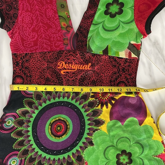 Desigual Women’s Multicolor A-line Short Sleeve Dress Size Small - Picture 11 of 14